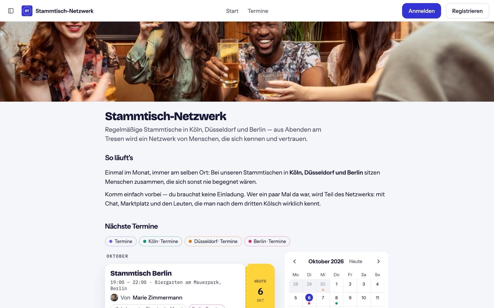 Die öffentliche Seite einer Nori-Community