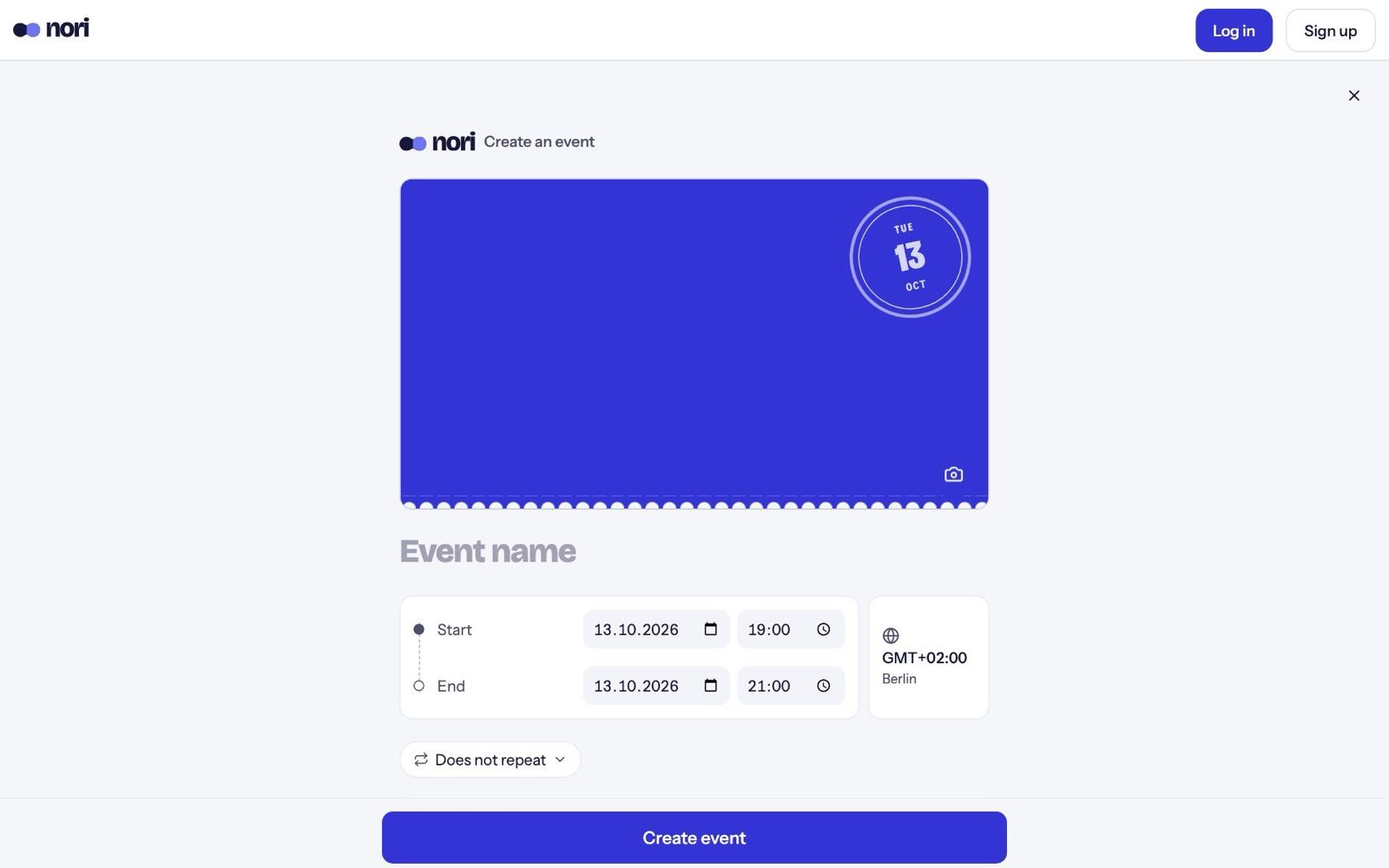 The form for your first event